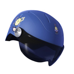 Tea Color Short Lens Children Anti-Fall Safety Helmet Cartoon Electric Car Summer Helmet(Navy-Dreamer)
