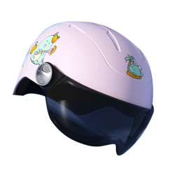 Tea Color Short Lens Children Anti-Fall Safety Helmet Cartoon Electric Car Summer Helmet(Lvory White-Dreamer)