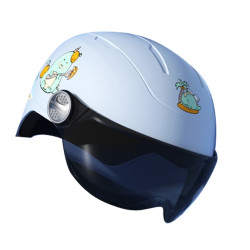 Tea Color Short Lens Children Anti-Fall Safety Helmet Cartoon Electric Car Summer Helmet(Sky Blue-Dinosaurs)