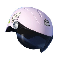 Tea Color Short Lens Children Anti-Fall Safety Helmet Cartoon Electric Car Summer Helmet(Peach Pink-Girl)