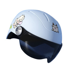 Tea Color Short Lens Children Anti-Fall Safety Helmet Cartoon Electric Car Summer Helmet(Sky Blue-Girl)