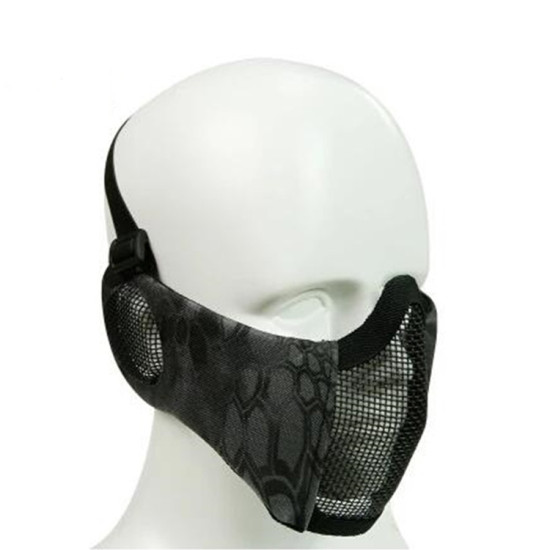 WoSporT Half Face Metal Net Field Ear Protection Outdoor Cycling Steel Mask(Dark Crepe)