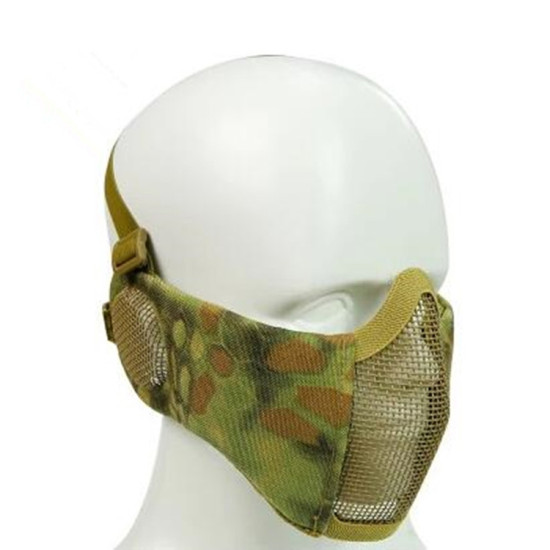 WoSporT Half Face Metal Net Field Ear Protection Outdoor Cycling Steel Mask(Jungle Crepe)