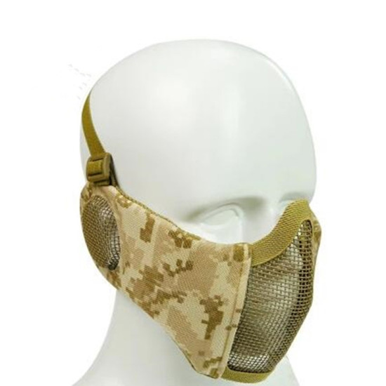 WoSporT Half Face Metal Net Field Ear Protection Outdoor Cycling Steel Mask(Desert Digital)