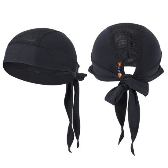 West Biking Summer Ice Silk Pirate Cap Riding Cap Men And Women Outdoor Windproof Sunscreen Headgear, Size: Free Size(Tying Rope Black)