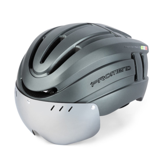 PROMEND TK-12H15 Mountain Bike USB Magnetic Goggles Helmet With Warning Light, Size: L(Titanium Gray)