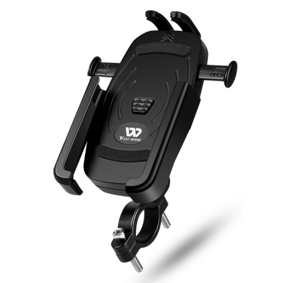 WEST BIKING Bike Mobile Phone Holder Aluminum 360 Rotatable Electric Bike Scooter Motorcycle Phone Stand, Style: Handlebar Style