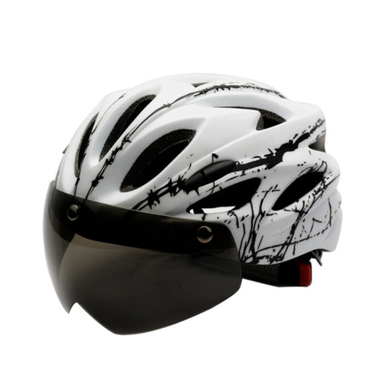 RZ285 Bicycle Outdoor Riding Helmet With Goggles(White Black)