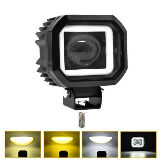 S15 Motorcycle Square Fisheye Lens Spotlight(Black)