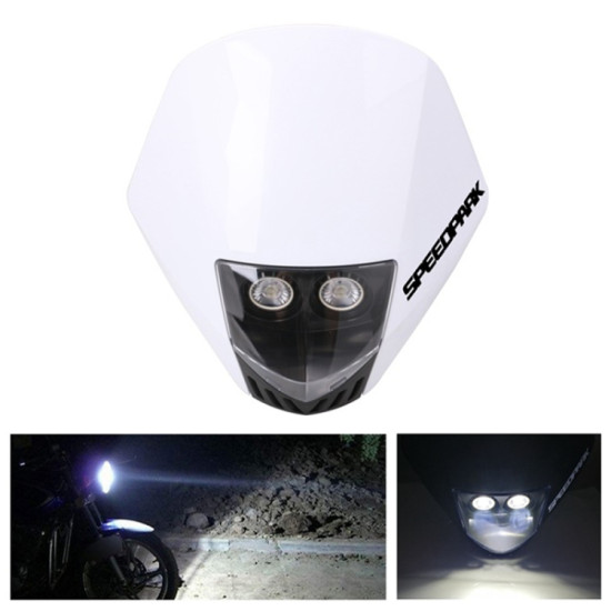 Speedpark For KTM Cross-country Motorcycle LED Headlight Grimace Headlamp Assembly(White + Black)