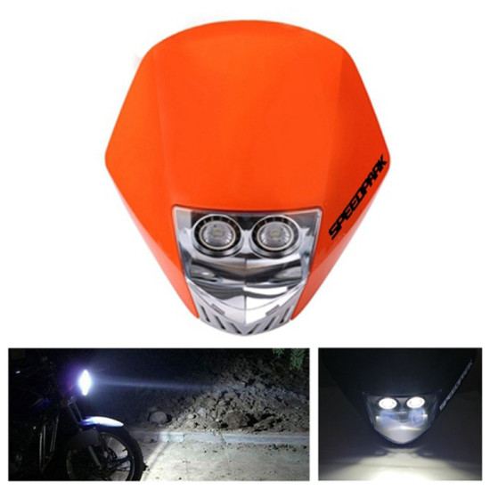 Speedpark For KTM Cross-country Motorcycle LED Headlight Grimace Headlamp Assembly(Orange + White)