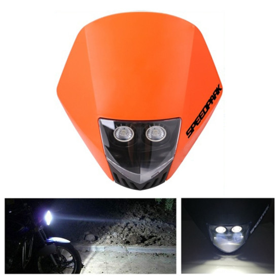 Speedpark For KTM Cross-country Motorcycle LED Headlight Grimace Headlamp Assembly(Orange + Black)