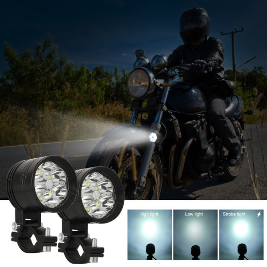 2 PCS 15W 6000K 1600LM DC9-80V Motorcycles A Column Lights, 6LEDs