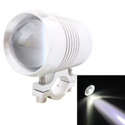 10W 900LM White Light 6500K 1-LED 3-Mode Wired Motorcycle Headlamp, Wire Length:40cm, DC 12V-24V(Silver)