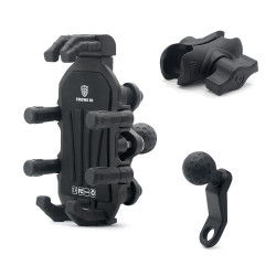 Motorcycle Rearview Mirror Mount Aluminum Alloy Shock-absorbing Mobile Phone Holder(Black)