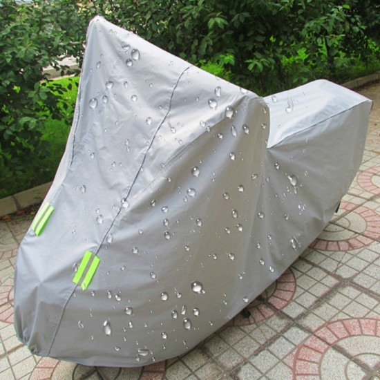 Outdoor Universal Anti-Dust Sunproof Waterproof Motorcycle Aluminum Film Flocking Cover with Warning Strips, Fits Bike up to 2.3m(90 Inches) In Length, XXL Size: 232x100x125cm
