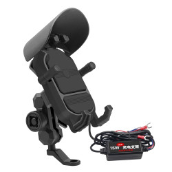 WUPP CS-1848B1 15W Motorcycle Wireless Fast Charging Phone Navigation Holder, Style:Rearview Mirror Type