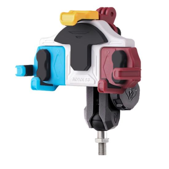 MOTOSLG Crab Motorcycle Phone Clamp Bracket M10 Ballhead Mount with Anti-theft Lock(Blue White Red)