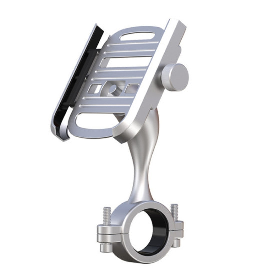 Motorcycle Mobile Phone Rack Bicycle Navigation Bracket(Long Handle Handlebar Version Silver)