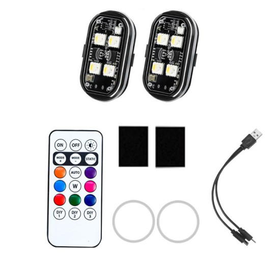 Wireless Remote-Controlled Motorcycle LED Flashing Taillight For Retrofitting, Specification: 2 Lights(Boxed)