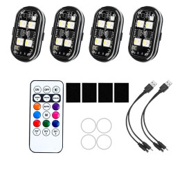 Wireless Remote-Controlled Motorcycle LED Flashing Taillight For Retrofitting, Specification: 4 Lights(Boxed)