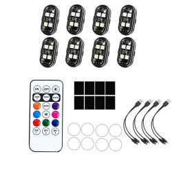 Wireless Remote-Controlled Motorcycle LED Flashing Taillight For Retrofitting, Specification: 8 Lights(Boxed)