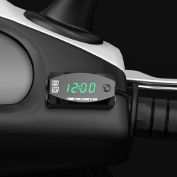 Motorcycle Multi-functional 2 in 1 Digital Display Voltmeter + Electronic Clock, 6-30V IP67 (Green Light)