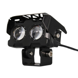12W Motorcycle Spotlight High Bright Two Color Modified External Waterproof LED Lens Headlight(Flashing - 2 Wire)