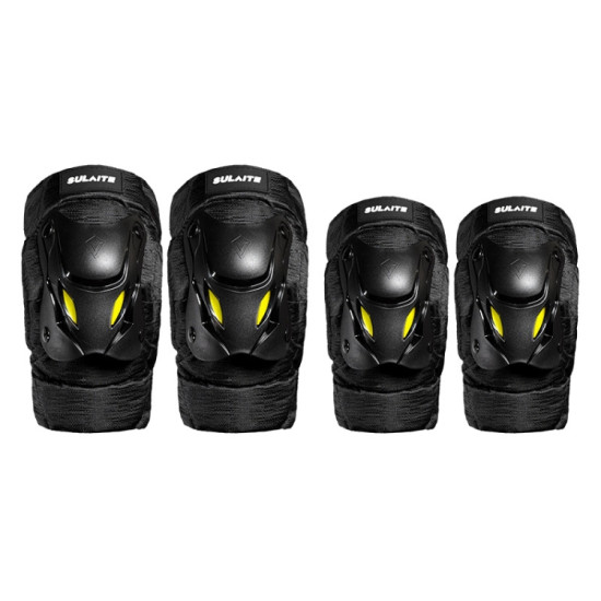 SULAITE Motorcycle Protector Rider Wind Warmth Protective Gear Riding Equipment, Colour: Black Knee Pad+Elbow Pad