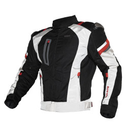SULAITE Cross-Country Motorcycle Locomotive Rider Jacket Autumn Winter Weatherproof And Keep Warm Riding Cloth, Size: M(White)