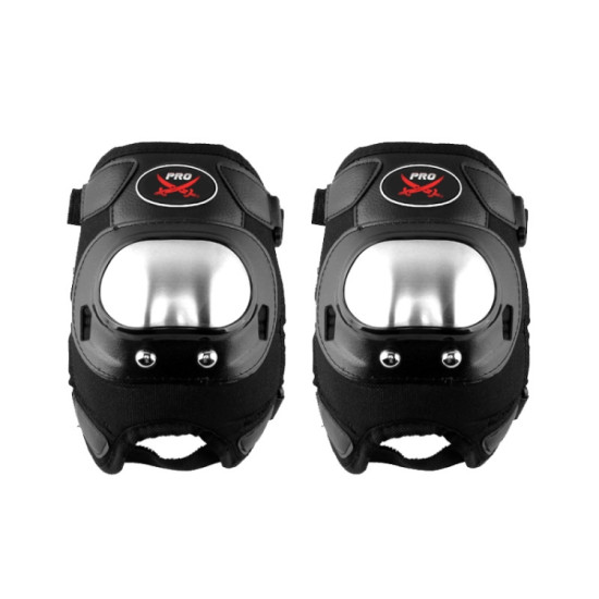 PRO Stainless Steel Knee Pads Riding Equipment Safety Protective Gear(Black)