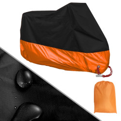 190T Motorcycle Rain Covers Dustproof Rain UV Resistant Dust Prevention Covers, Size: L(Black and Orange)