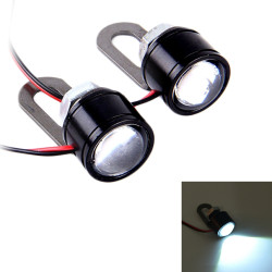 2 PCS 12V 3W White Light Eagle Eyes LED Strobe Light For Motorcycle ?Wire Length: 90cm