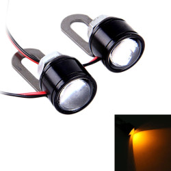 2 PCS 12V 3W Yellow Light Eagle Eyes LED Strobe Light For Motorcycle ?Wire Length: 90cm