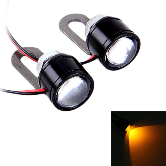 2 PCS 12V 3W Yellow Light Eagle Eyes LED Strobe Light For Motorcycle ?Wire Length: 90cm