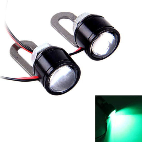 2 PCS 12V 3W Eagle Eyes LED Light For Motorcycle ?Wire Length: 45cm(Green Light)