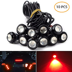 10 PCS 18mm 1.5W DC9-80V Motorcycle Eagle Eye Light Double Lens(Red Light)