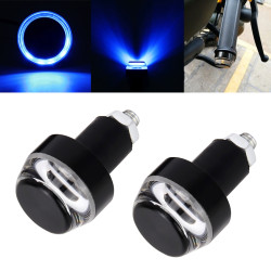 Pair Motorcycle Turn Signal Light Grip Bar Plug Strobe Side Marker End LED Handlebar Lamp