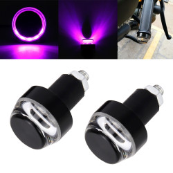 Pair Motorcycle Turn Signal Light Grip Bar Plug Strobe Side Marker End LED Handlebar Lamp