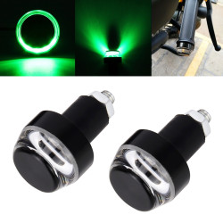 Pair Motorcycle Turn Signal Light Grip Bar Plug Strobe Side Marker End LED Handlebar Lamp
