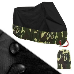 190T Motorcycle Rain Covers Dustproof Rain UV Resistant Dust Prevention Covers, Size: XXL(Black Camouflage)