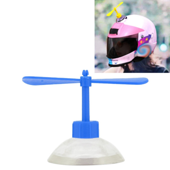 Motorcycle Helmet Take-copter Decoration Motorbike Helmet Suction Cups Rotate Horns Decoration(Blue)