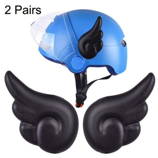 2 Pairs Motorcycle Helmet Angel Wings Decoration(Black)