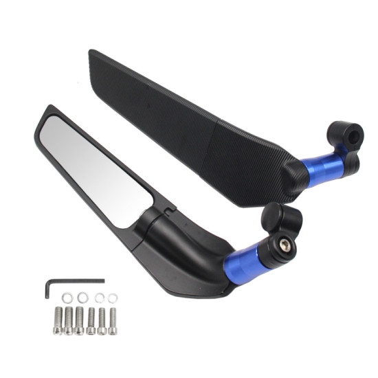 Motorcycle Modification Fixed Wind Wing Rearview Mirror Blue`