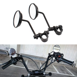 SF-127 Motorcycle Small Round Rearview Mirror Reversing Mirror(Black)