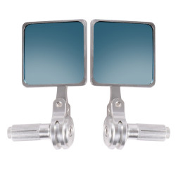 1 Pair HP-J023 Motorcycle Modified Retro Square Rearview Mirror(Silver)