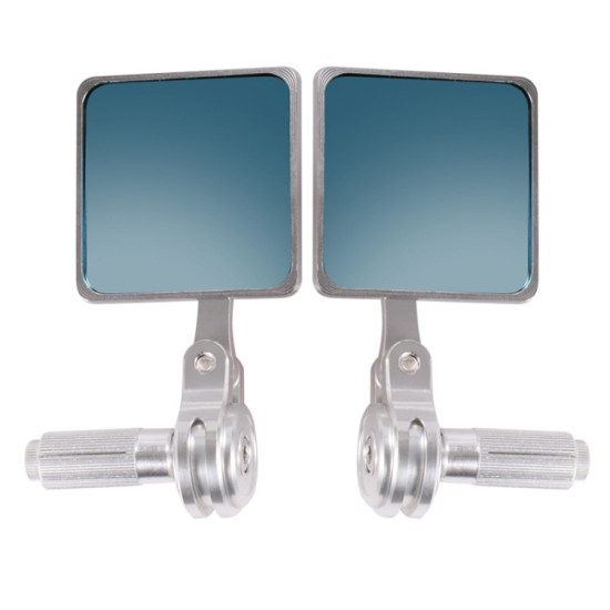 1 Pair HP-J023 Motorcycle Modified Retro Square Rearview Mirror(Silver)