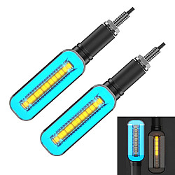 1 Pair Electric Motorcycle 24LED Two-color Running Water Steering Side Light(Blue Light + Yellow light)