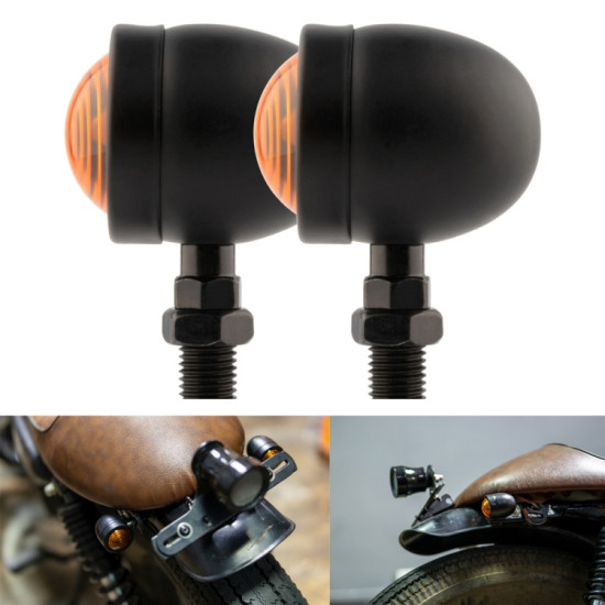 1 Pair KC801 12V Modified Universal Motorcycle LED Turn Signal (Black)