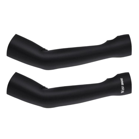 WEST BIKING 1pair Outdoor Cycling Ice Silk UV-Protective Arm Sleeves Fishing Travel Arm Protection Ice Sleeves(Black)